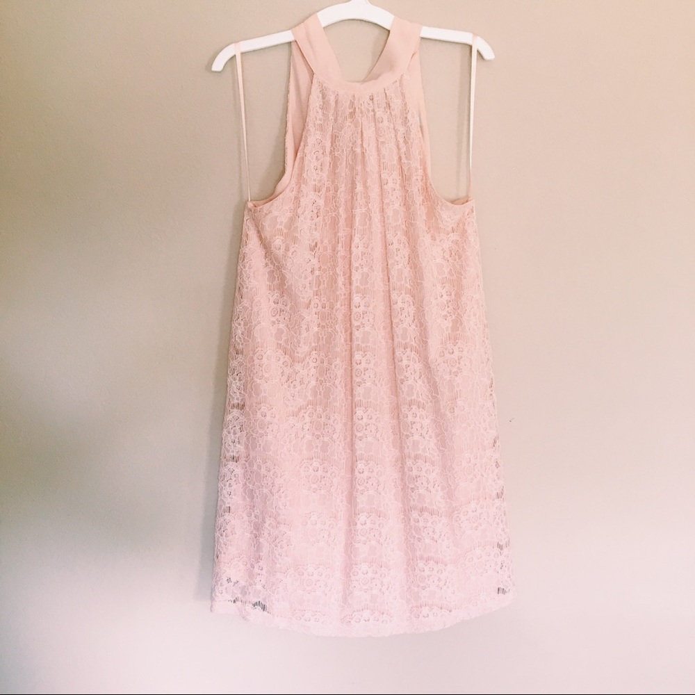 Pink Lace Shift Dress